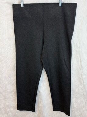 Worthington Dark Gray Ponte Knit Pull On Pants Straight Leg High Rise Stretch